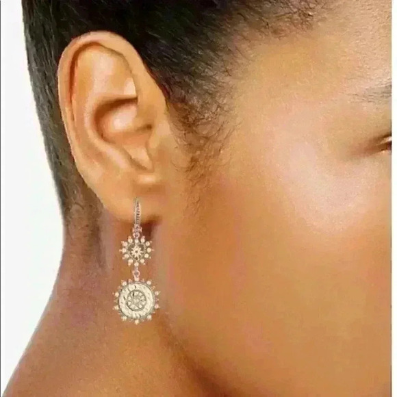 Marchesa Coin Drop Earrings in gold tone - Picture 2 of 3